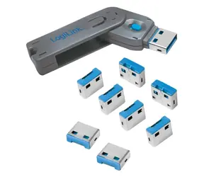 LogiLink AU0045 modrá / Blokovač USB portů / 8 ks + klíč / USB Typ-A