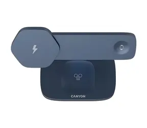 CANYON HEXAGON WCS-310 tmavě šedá/modrá / Bezdrátová nabíječka / 3v1 / 15W / magnetické uchycení