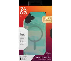 ZAGG Milan Snap Iridescent Oil Slick zelená / Zadní kryt / Apple iPhone 17 / MagSafe / Grafen