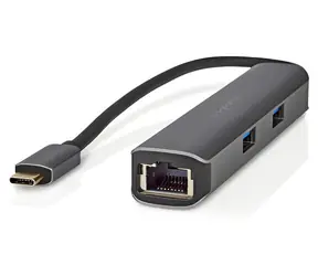 Nedis USB-C dokovací stanice 5v1 antracit / Dokovací stanice / HDMI výstup / RJ45 / 3x USB-A / 5 Gbps / 0,2 m