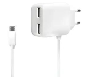 LogiLink bílá / Nabíjecí adaptér / 2x USB-A / Micro-USB kabel / 10,5W