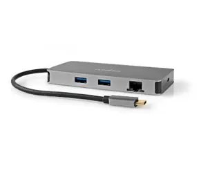 Nedis USB-C hub 7v1 antracit / USB hub / USB 3.2 Gen 1 / 2x HDMI / RJ45 / SD & microSD / PD 100W