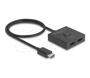 DeLock 18901 černá / HDMI přepínač / 2 v 1 obousměrný / 8K 60Hz / bez napájení / kabel 50 cm
