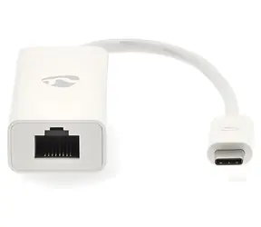 Nedis CCGB64950WT02 bílá / Síťový adaptér / USB-C / RJ45 / USB 3.2 Gen 1 / 1000 Mbps / 0,20 m