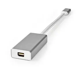 Nedis USB-C - Mini DisplayPort adaptér stříbrná / Adaptér / USB 3.2 Gen 1 / 4K 60Hz / opletený nylon / 0,2 m