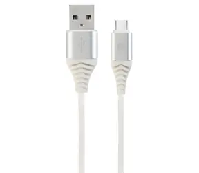 Cablexpert USB-A - USB-C bílo-stříbrná / USB kabel / opletený / 2 m