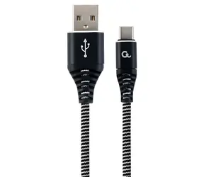 Cablexpert USB-A - USB-C černo-bílá / USB kabel / opletený / 1 m
