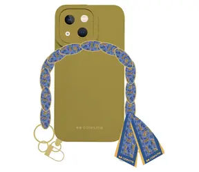 SBS case&me Lady Case žlutá / Pouzdro pro Apple iPhone 14 Plus / s řetízkem na zápěstí a šátkem