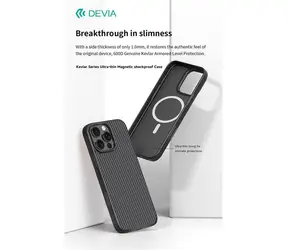 Devia Kevlar Magnetic iPhone 16 černá / Ochranný kryt / Ultratenký / Odolný proti nárazu