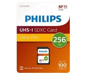 Philips SDXC 256GB / Paměťová karta / Class 10 / UHS-I U3 / V30 / A1 / čtení 100 MB/s
