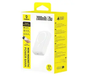 Baseus EnerFill FM41 Ultra Mini bílá / Powerbanka / 20000 mAh / 20W / 15W bezdrátové nabíjení
