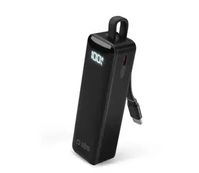 SBS PowerBank 5000 mAh černá / Powerbanka / 10 W / LCD displej / integrovaný kabel / USB-C