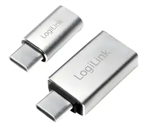 LogiLink sada adaptérů USB-C / Adaptér / USB-C (M) - USB-A, Micro USB (F) / hliník / 2 ks