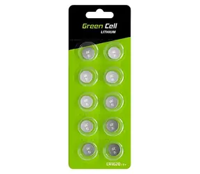 Green Cell / Knoflíková baterie CR1620 / Lithiová / 3V / 70mAh / 10 ks / blistr