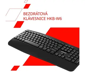 Canyon HKB-W6 černá / Bezdrátová klávesnice / 2.4GHz + Bluetooth / ergonomická / voděodolná / 104 kláves / CZ/SK