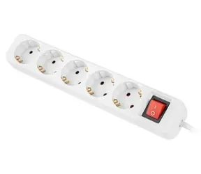 Lanberg Napájecí lišta 5x Schuko bílá / Napájecí lišta / 1,5 m / vypínač / dětská pojistka