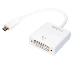LogiLink USB-C na DVI bílá / Adaptér / USB 3.1 Gen1 / Full HD 1080p / 0,14 m