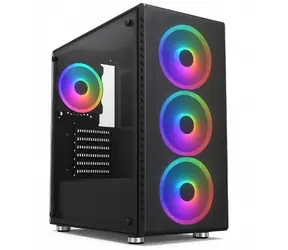 1stCOOL RAINBOW 4 černá / Skříň PC / ATX / Middle Tower / 4x RGB ventilátor / tvrzené sklo