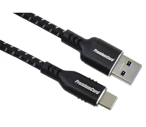 PremiumCord USB-C - USB 3.0 A / Kabel / USB 3.2 Gen 1 / 5 Gbit/s / 3A / 2 m / bavlněný oplet