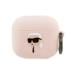 Karl Lagerfeld Karl Head 3D růžová / Pouzdro pro Apple AirPods 3 / Silikon