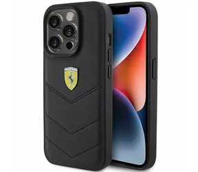 Ferrari Quilted Metal Logo černá / Zadní kryt / Apple iPhone 15 Pro