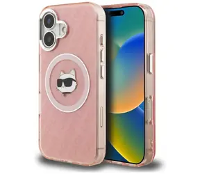 Karl Lagerfeld IML Choupette Head Logo růžová / Zadní kryt / MagSafe / iPhone 16