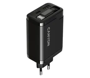CANYON 65RC černá / Nabíjecí adaptér / vestavěný kabel USB-C / 65W / PD & QC