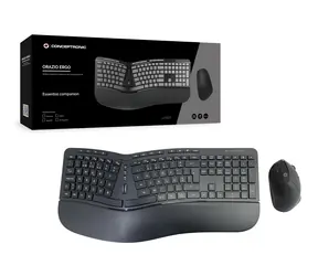 Conceptronic ERGO PT černá / Bezdrátová klávesnice a myš / Ergonomická / 2.4 GHz / PT layout