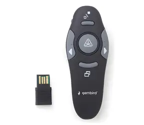 Gembird WP-L-11 černá / Prezentér / RF 2.4 GHz / laserové ukazovátko / USB přijímač