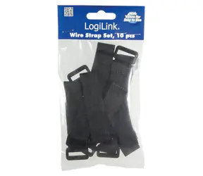 LogiLink Suchý zip na kabely černý, 10 ks / Organizátor kabelů / 150 x 20 mm / Nylon