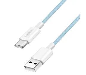 LogiLink USB-A - USB-C modrá / Nylonový kabel / USB 2.0 / 60 W / 0,5 m