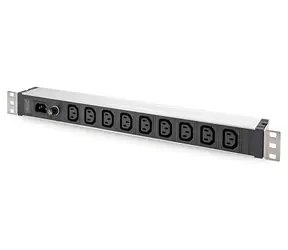 Digitus DN-95429 černá/hliník / Napájecí lišta / 19" 1U / 9x C13 / 10A / IEC C14 vstup