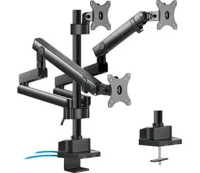 Maclean MC-811 černá / Stolní držák pro tři monitory / 17-27" / VESA 75x75-100x100 / nosnost 21 kg / 2x USB 3.2