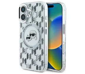 Karl Lagerfeld IML Monogram Karl & Choupette Head čirá / Zadní kryt / MagSafe / pro Apple iPhone 16