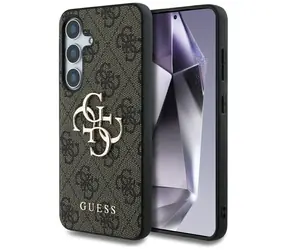 Guess PU 4G Metal Logo Zadní Kryt pro Samsung Galaxy S25+ hnědá / Pouzdro / PU kůže