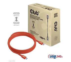 Club3D CAC-1515 oranžový / Kabel USB-C - USB-C / PD 240W (48V/5A) / 4 m / USB 2.0