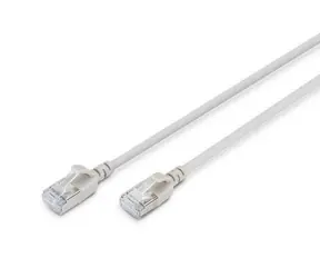 Digitus CAT 6A Slim šedá / Patch kabel / F/FTP / 1,5 m / AWG 32/7 / 10 Gbit/s / PoE+