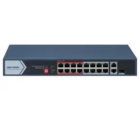 Hikvision DS-3E0318P-E/M(C) / Switch / 16x 100 Mbps RJ45 PoE / 1x Gb RJ45 / 1x Gb Combo / 130W PoE budget