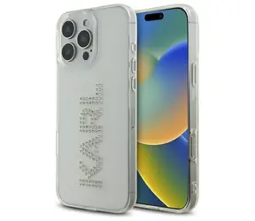 Karl Lagerfeld IML Rhinestones Logo čirý / Zadní kryt pro iPhone 16 Pro Max / Tvrzený plast / Kamínky