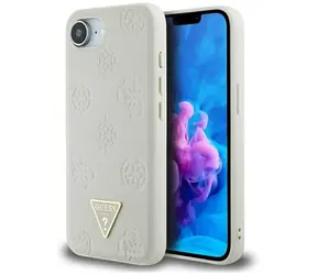 Guess Grained Peony Triangle Logo MagSafe Kryt pro iPhone 16e béžová / Zadní kryt / MagSafe