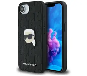 Karl Lagerfeld Monogram Karl Head Pin iPhone 16e černá / Zadní kryt / Kovový pin