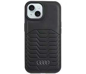 Audi Zadní kryt pro Apple iPhone 15 Plus černá / Pouzdro / MagSafe / Umělá kůže