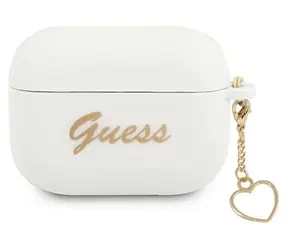 Guess GUAPLSCHSH Silicone Charm Heart Collection bílá / Pouzdro / pro Apple AirPods Pro