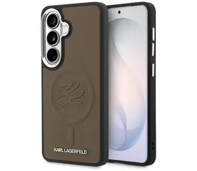 Karl Lagerfeld Embossed Ring Initials hnědá / Zadní kryt / Samsung Galaxy S26+ / MagSafe / Umělá kůže