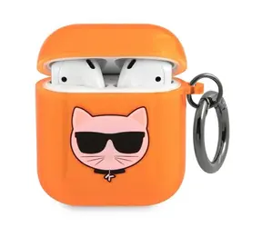 Karl Lagerfeld Choupette oranžová / Pouzdro / Apple AirPods 1/2