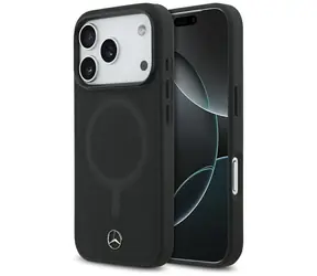 Mercedes Plain Smooth Leather iPhone 17 Pro černá / Kryt / MagSafe