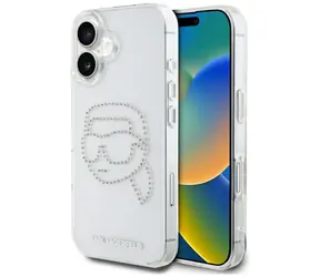 Karl Lagerfeld IML Rhinestones Karl Head čirá / Zadní kryt / Apple iPhone 16