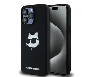 Karl Lagerfeld Silicone Choupette Head černá / Zadní kryt / MagSafe / iPhone 15 Pro