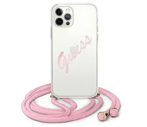 GUESS Script Vintage zadní kryt pro Apple iPhone 12/12 Pro růžová / Kryt / Hardcase