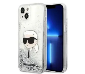 Karl Lagerfeld Glitter Karl Head iPhone 14 Plus stříbrná / Zadní kryt / Apple iPhone 14 Plus